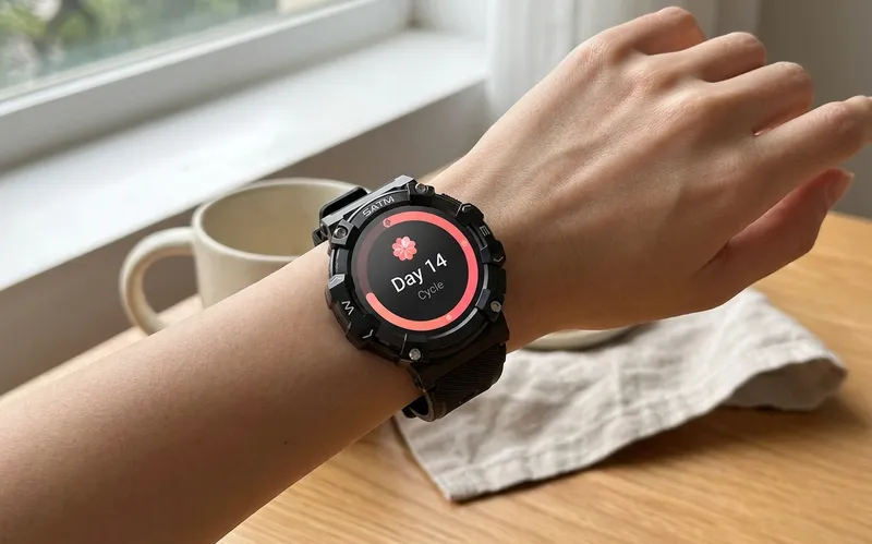 Checking the female health cycle-tracking screen on Vantrek X1